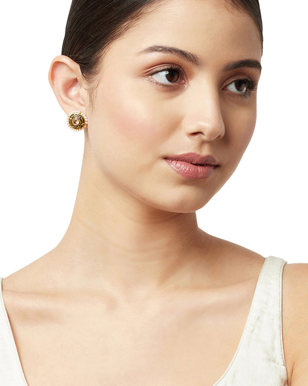 Women's Apsara Collection Gold Finish Black Earrings - Voylla