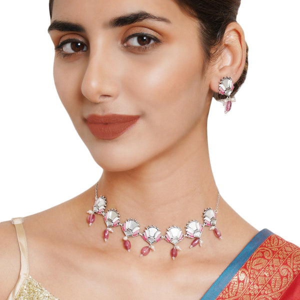 Women's Festive Hues Mirrored Jewellery Set - Voylla