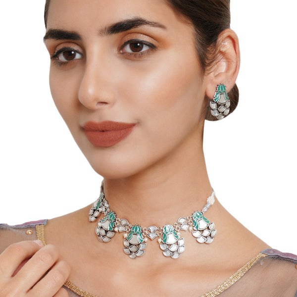 Women's Festive Hues Floral Motifs Jewellery Set - Voylla