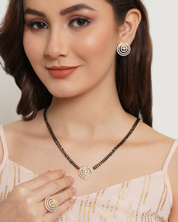 Women's Sparkling Essentials Cluster Setting Cz Gems Mangalsutra Set - Voylla