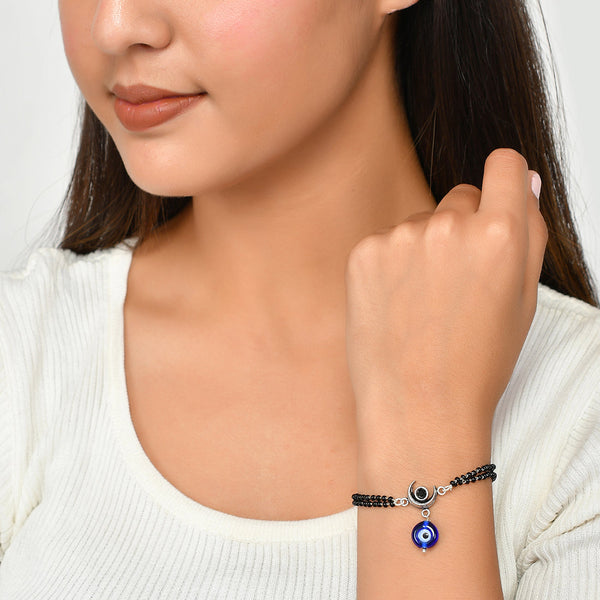 Women's Evil Eye Double Chain Hanging Bracelet - Voylla