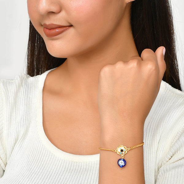 Women's Evil Eye Gold Plated Anklets With Motif Design - Voylla