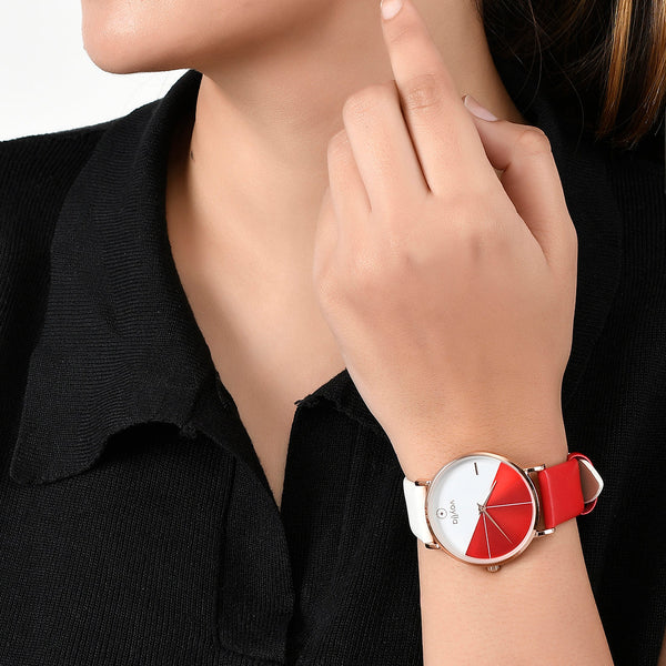 Voylla Red And White Dial Watch - Voylla