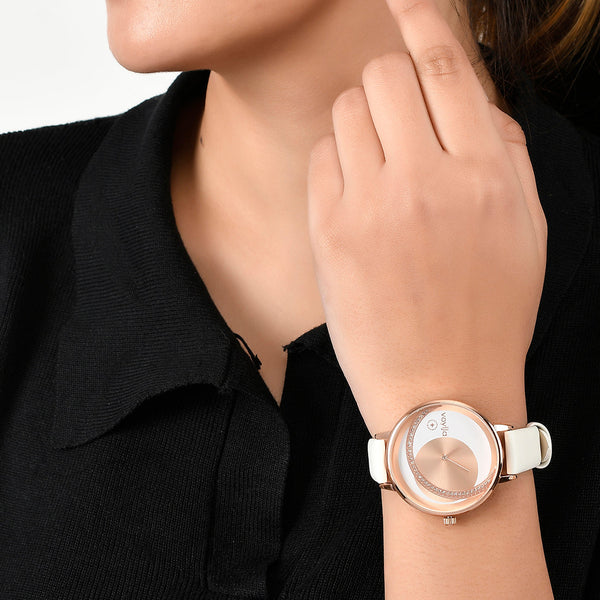 Voylla Rose Gold And White Dial Watch - Voylla