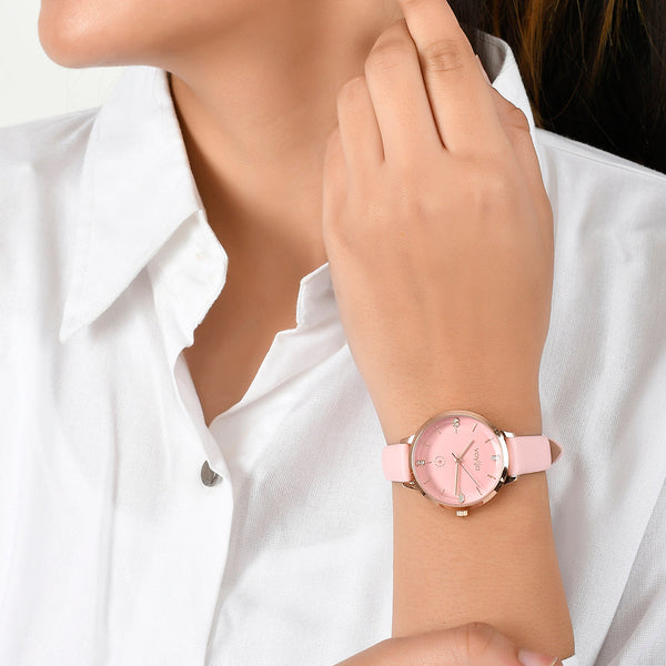 Voylla Pink Dial Analog Watch - Voylla