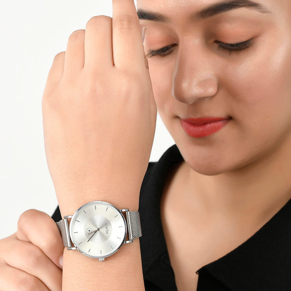 Voylla Silver Toned Classic Analog Watch - Voylla