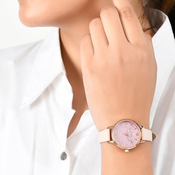 Voylla Pink Dial Analog Watch - Voylla