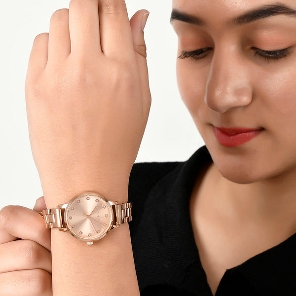 Voylla Rose Gold Tone Analog Watch - Voylla