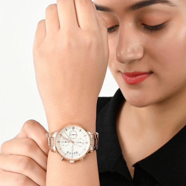 Voylla White Dial Chronograph Watch - Voylla