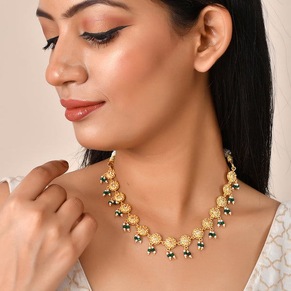 Women's Abharan Gold Plated Lightly Embellished Necklace - Voylla