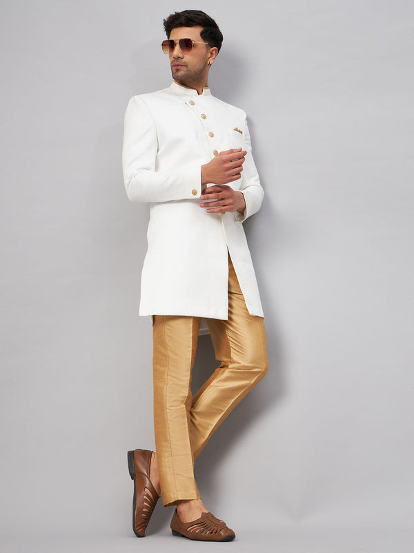 Jashvi Men's White Indo Western Set