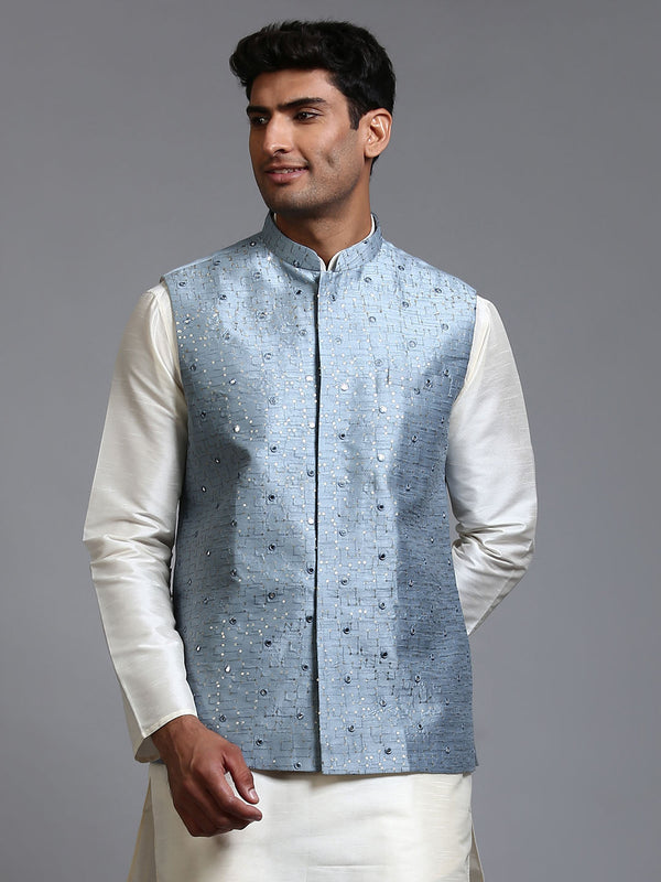 Jashvi Men's Grey Embellished Jacket