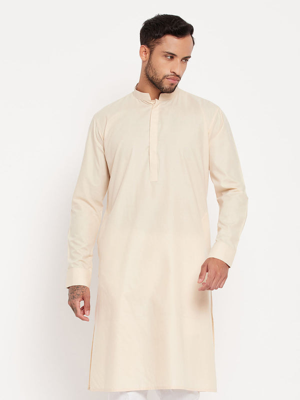 Jashvi Men's Cream Cotton Blend Kurta