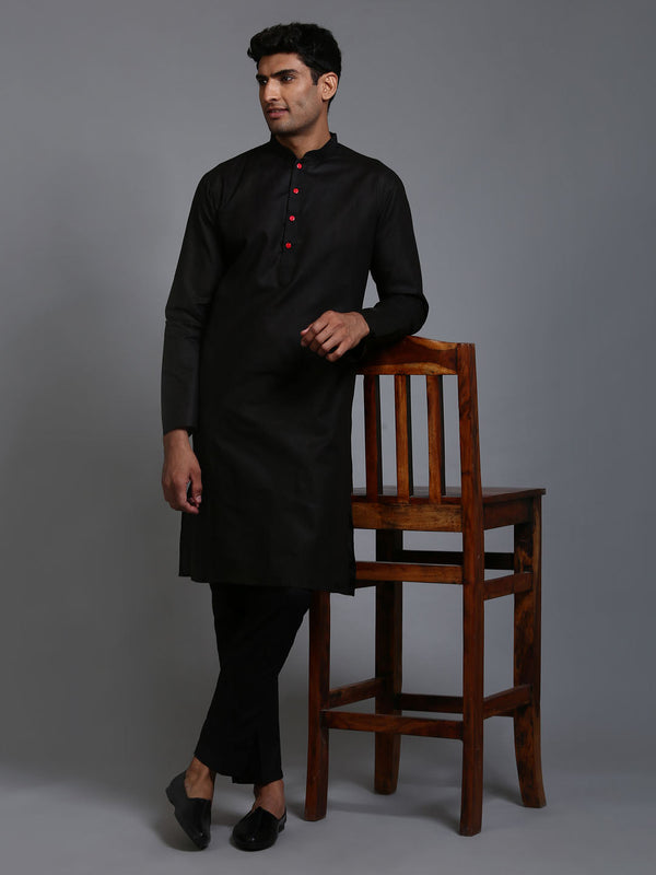 Jashvi Men's Black Kurta And Pant Set