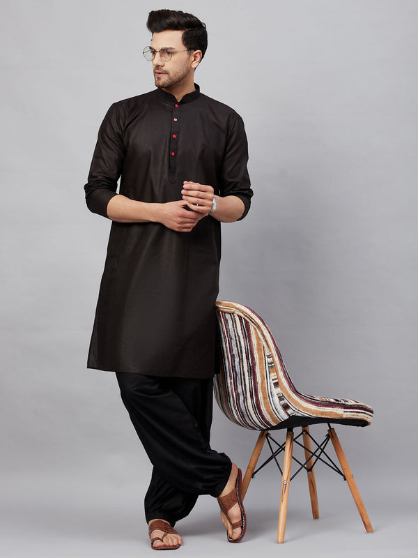 Jashvi Men's Black Kurta And Black Patiala Set