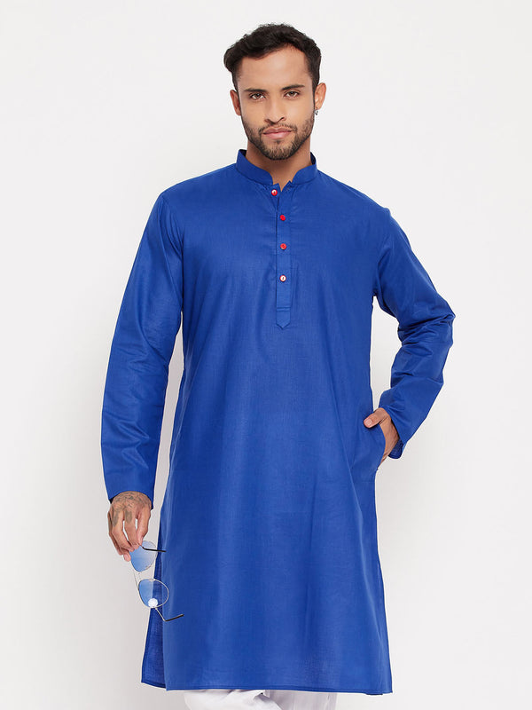 Jashvi Men's Blue Cotton Kurta