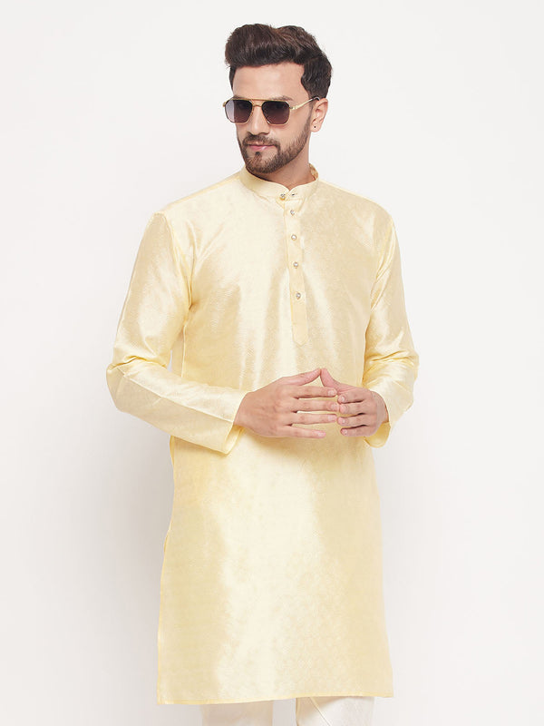 Jashvi Men's Beige Woven Kurta