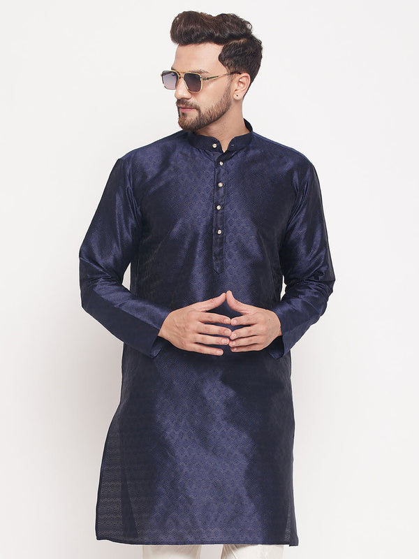 Jashvi Men's Navy Blue Kurta