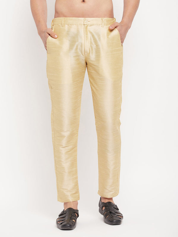 Jashvi Men's Gold Silk Blend Pant Style Pyjama