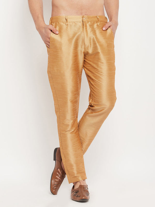 Jashvi Men's Rose Gold Silk Blend Pant Style Pyjama