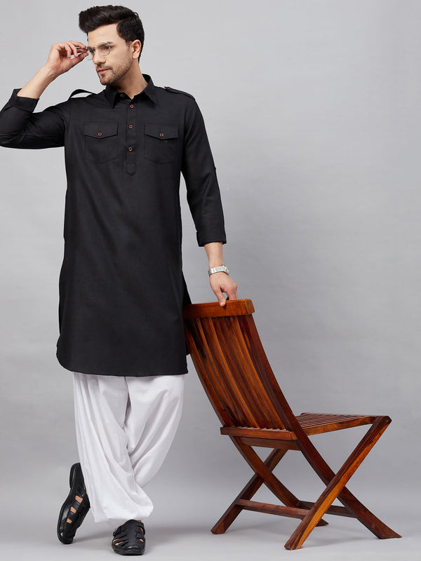 Jashvi Men's Black Pathani Suit Set