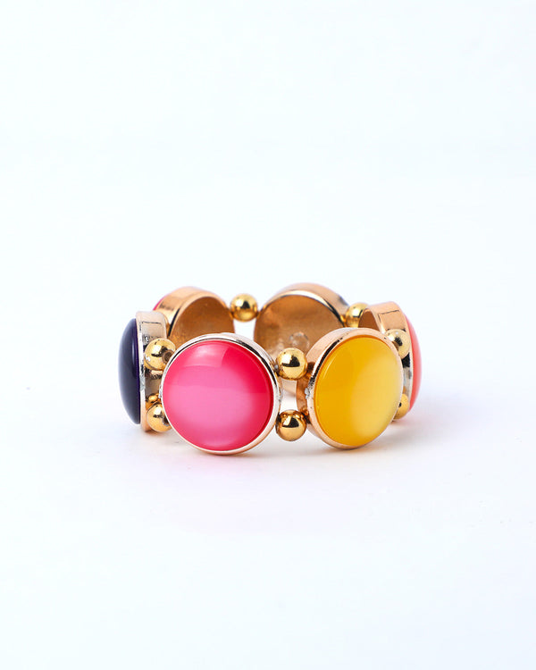 Women's Gold Plated With Multi Colored Stone Studded Wraparound Bracelet - Voj