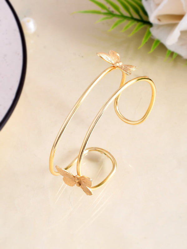 Women's Gold Plated Contemporary Butterfly Kada Bracelet - Voj