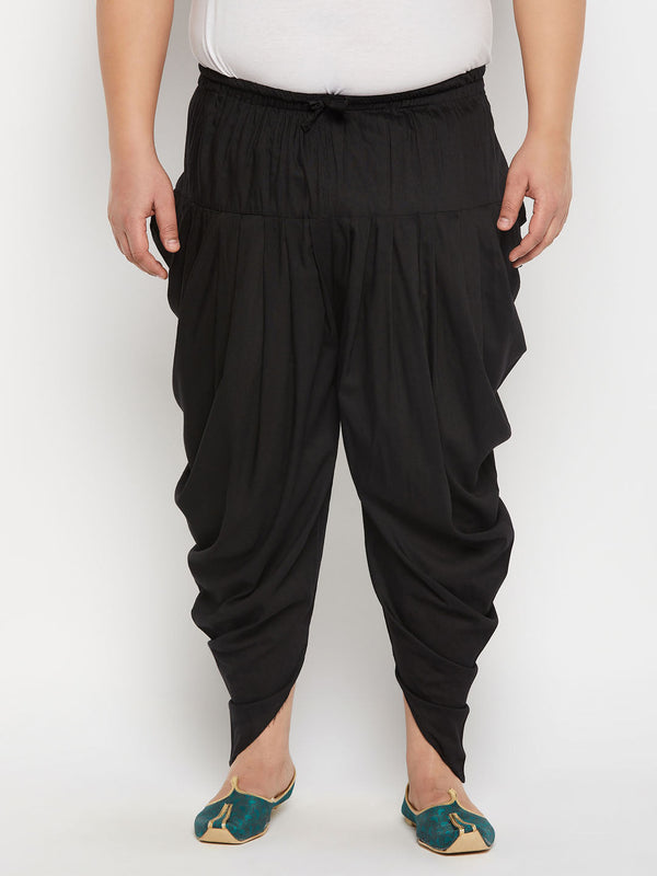 Jashvi Men's PLUS  Size Black Solid Cowl Dhoti Pant