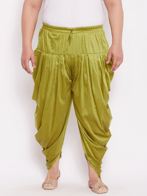 Jashvi Men's Plus Size Green Cowl Dhoti