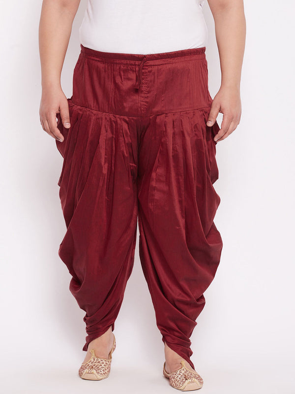 Jashvi Men's Plus Size Maroon Solid Dhoti Pants