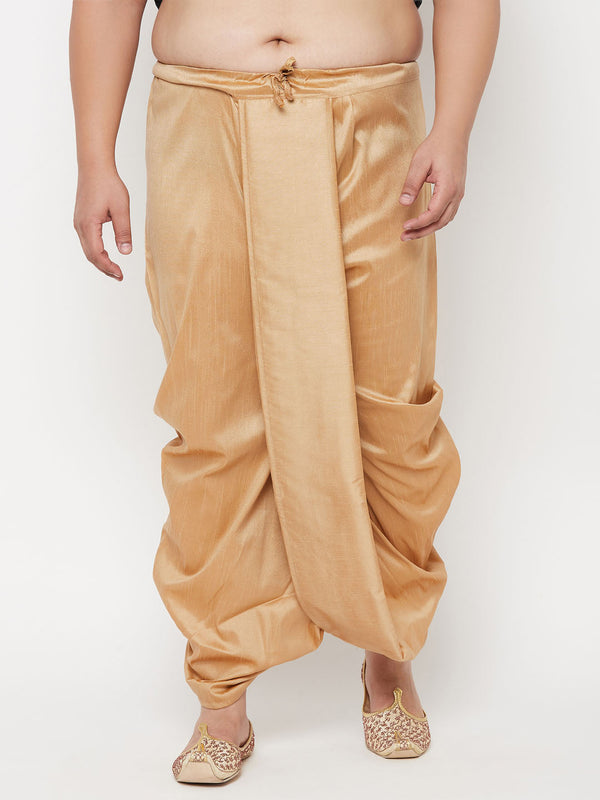 Jashvi Men's Plus Size Rose Gold Cotton Blend Traditional Dhoti