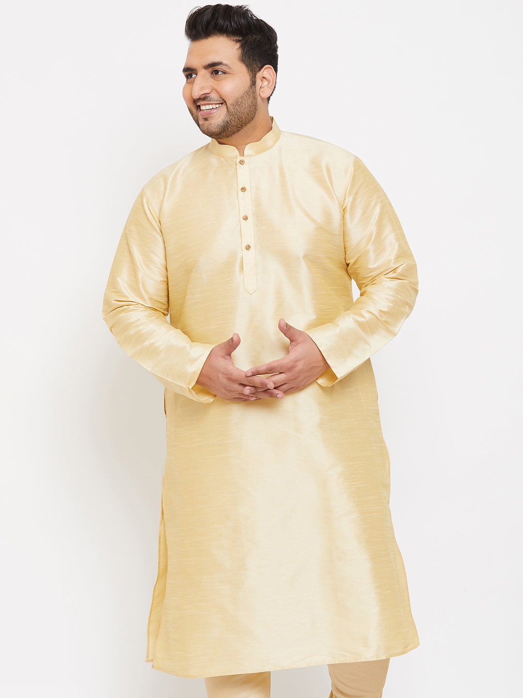 Men's Plus Gold Silk Blend Kurta - Vastramay