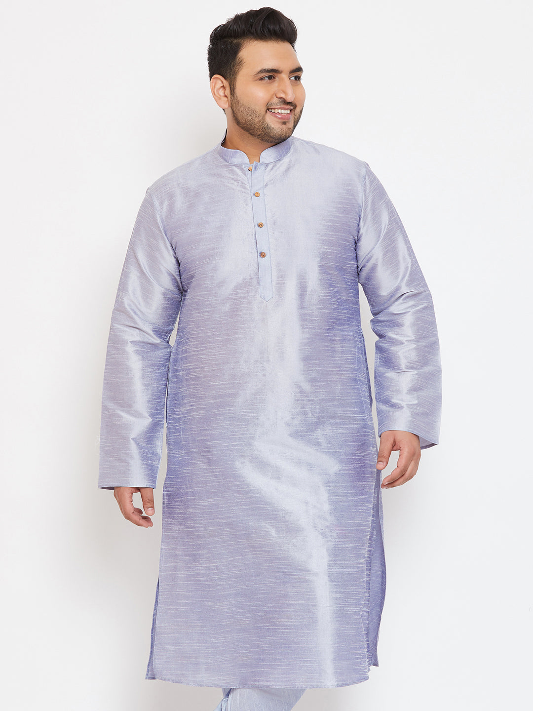 Men's Plus Lavender Blue Silk Blend Kurta - Vastramay