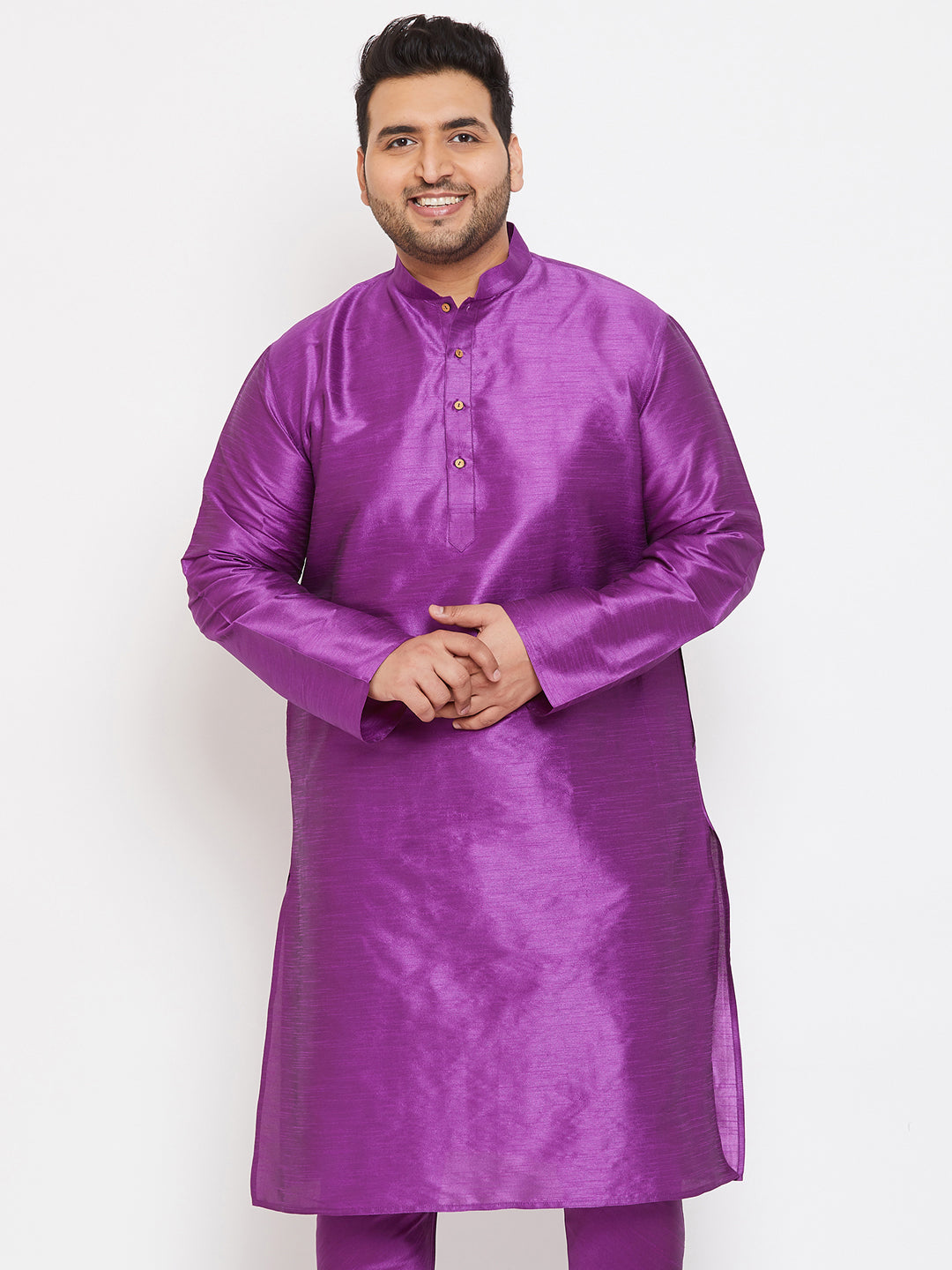 Men's Plus Purple Silk Blend Kurta - Vastramay