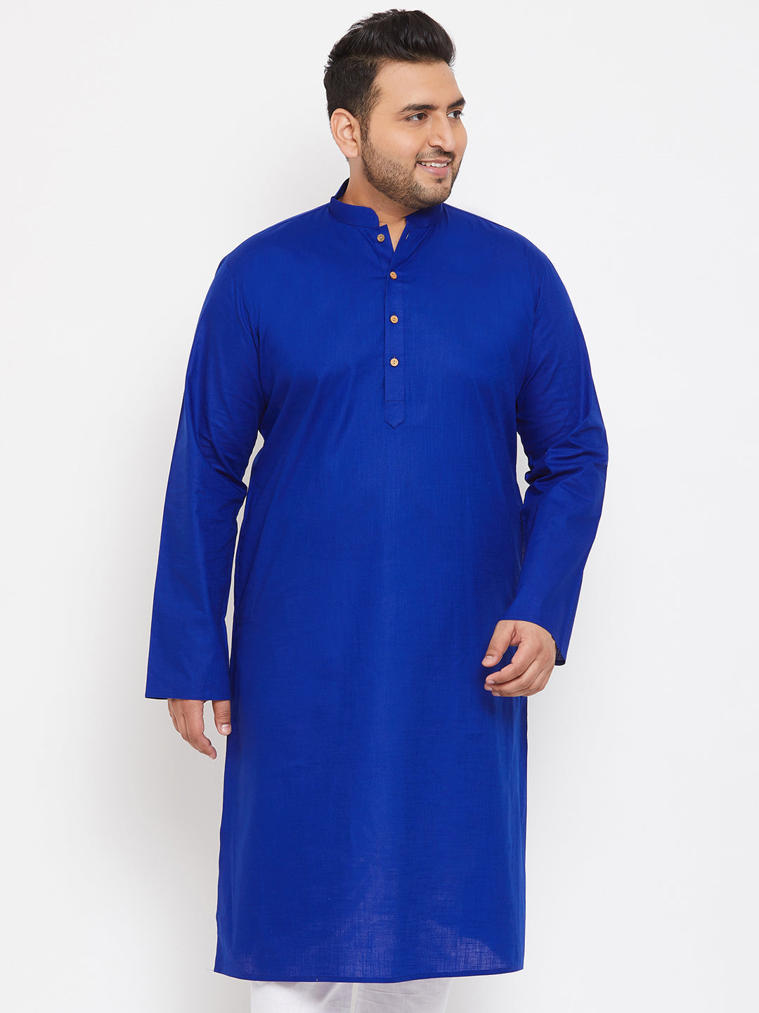 Men's Plus Blue Cotton Blend Kurta - Vastramay