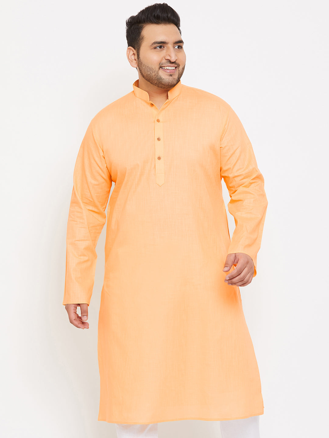 Men's Plus Fawn Cotton Blend Kurta - Vastramay