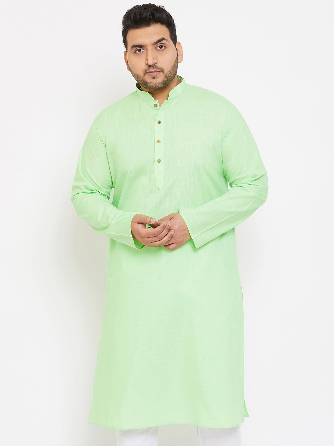 Men's Plus Mint Green Cotton Blend Kurta - Vastramay