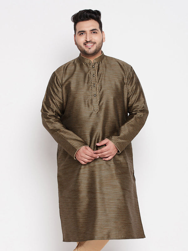 Jashvi Men's Plus Size Black Woven Kurta