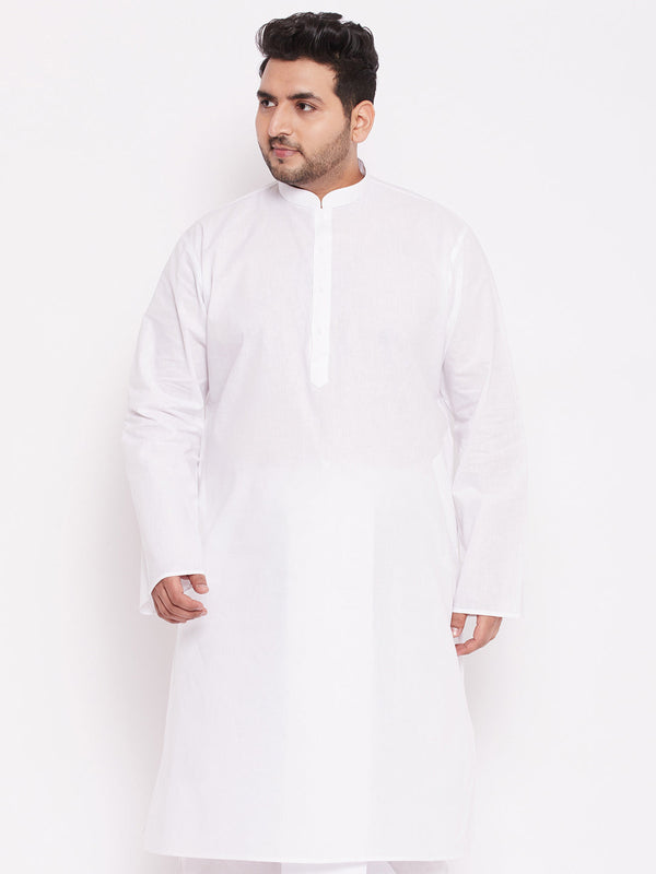 Jashvi Men's Plus Size White Cotton Kurta