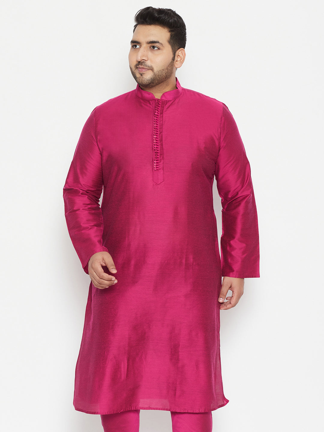 Men's Plus Fushia Pink Viscose Blend Kurta - Vastramay