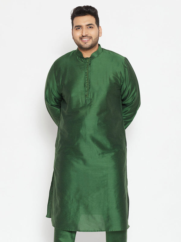 Jashvi Men's Plus Size Green Viscose Blend Kurta