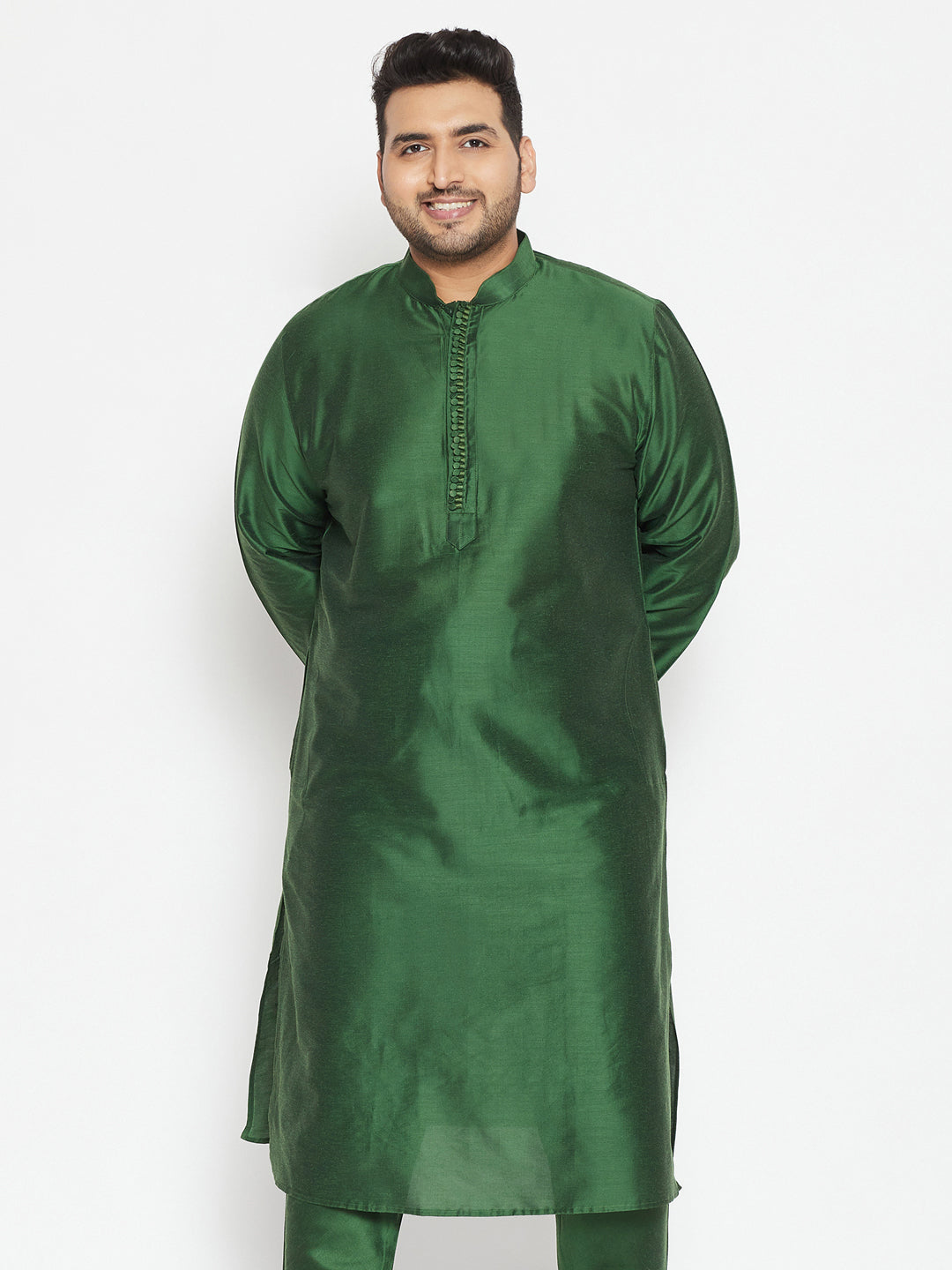 Men's Plus Green Viscose Blend Kurta - Vastramay