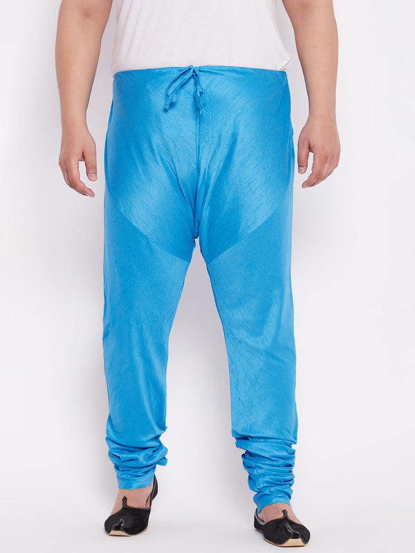 Jashvi Men's Plus Size Aqua Solid Relax-Fit Churidar