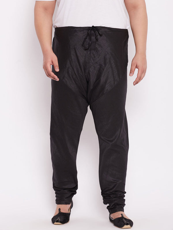 Jashvi Men's  Plus Size Black Silk Blend Pyjama