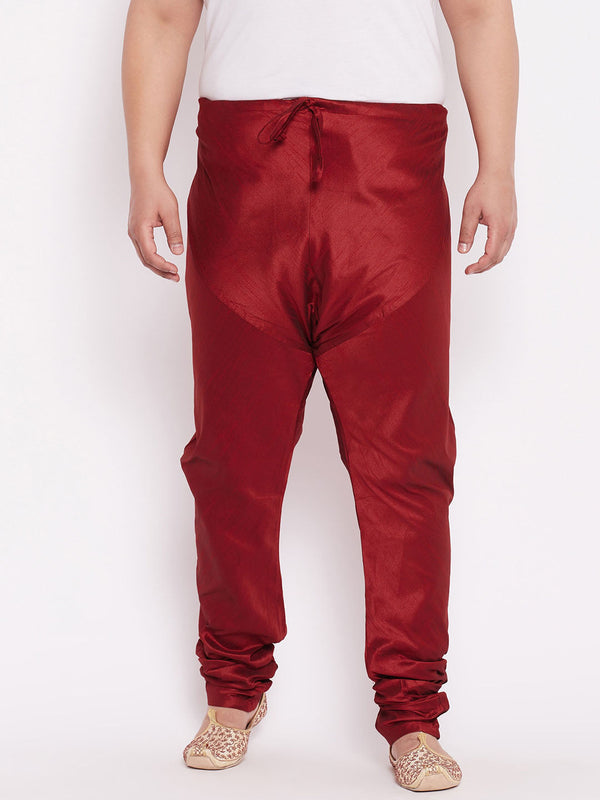 Jashvi Men's Maroon Cotton Silk Blend Pyjama