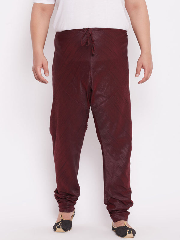 Jashvi Men's Plus Size Wine Silk Blend Pyjama