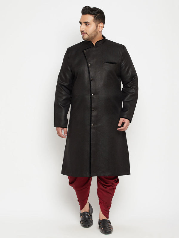 Jashvi Men's Plus Size Black Sherwani Set