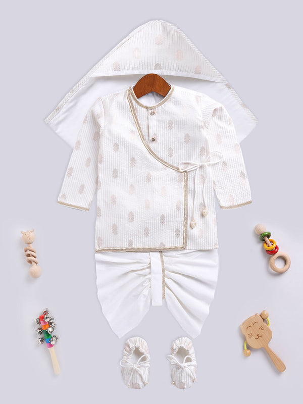 Jashvi Infant Boys Cream Silk Blend Ethnic Combo Set