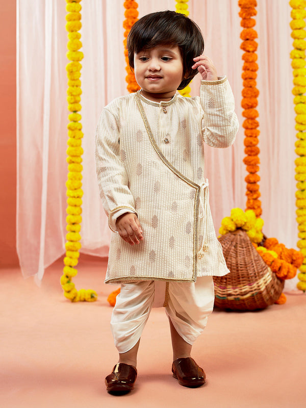 Jashvi Infant Boys Cream Silk Blend Kurta and Dhoti Set