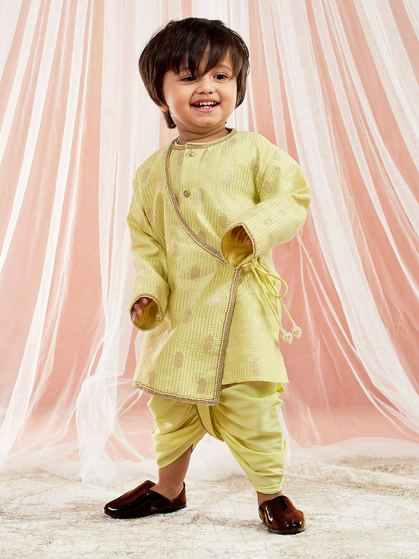 Jashvi Infant Boys Mint Green Silk Blend Kurta and Dhoti Set